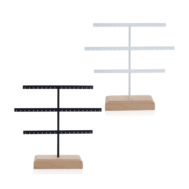 2 Pcs Earring Jewelry Storage Rack 3-Layer 52-Hole Storage Box Hanger Necklace Display Stand Jewelry Stand Black + White
2 Pcs Earring Jewelry Storage Rack 3-Layer 52-Hole Storage Box Hanger Necklace Display Stand Jewelry Stand Black + White