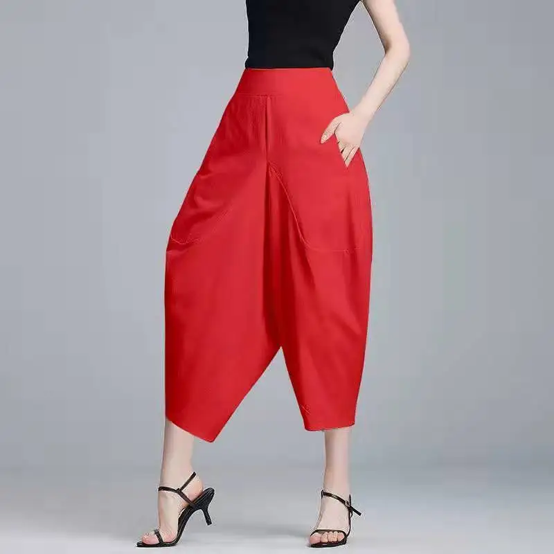2020 Summer Red Casual Loose Long Trousers Baggy Pantalon Women Elastic Waist Retro Solid Color Cotton Harem Pants Plus Size 124
2020 Summer Red Casual Loose Long Trousers Baggy Pantalon Women Elastic Waist Retro Solid Color Cotton Harem Pants Plus Size 124