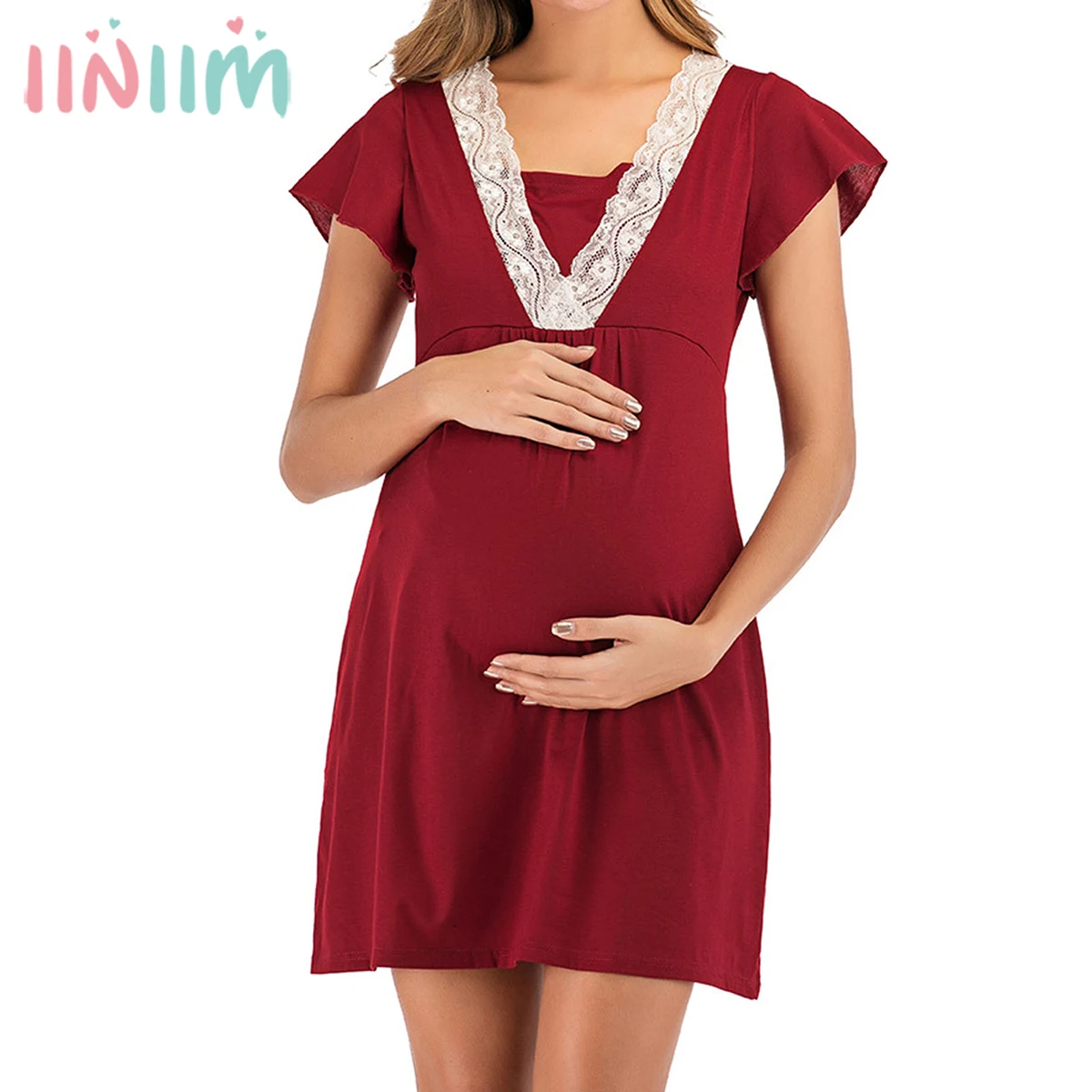 Maternity Nursing Pajamas Pregnant Women Loose Lace Trim V-neck Nightdress Breastfeeding Nightgown Sleepwear Pregnancy Nightwear
Maternity Nursing Pajamas Pregnant Women Loose Lace Trim V-neck Nightdress Breastfeeding Nightgown Sleepwear Pregnancy Nightwear