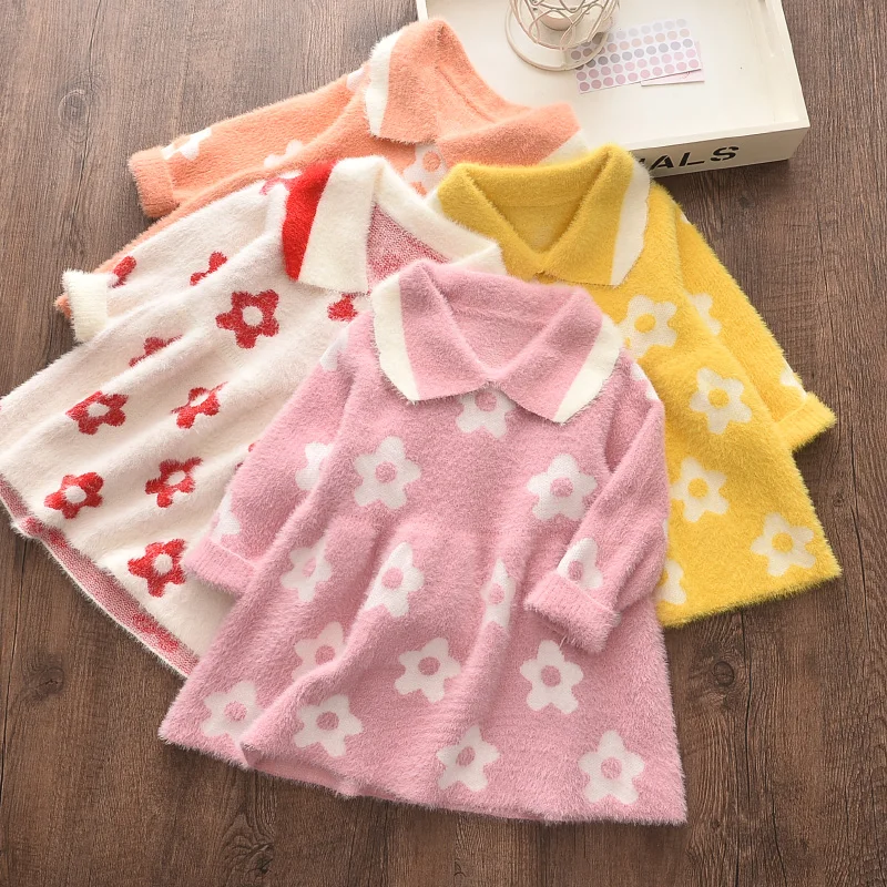 2-6 Yrs Winter Baby Girl Knitted Dress Warm Autumn Toddler Girls Ruffled Sleeve Sweater Dress Floral Baby Girls Clothing 
2-6 Yrs Winter Baby Girl Knitted Dress Warm Autumn Toddler Girls Ruffled Sleeve Sweater Dress Floral Baby Girls Clothing