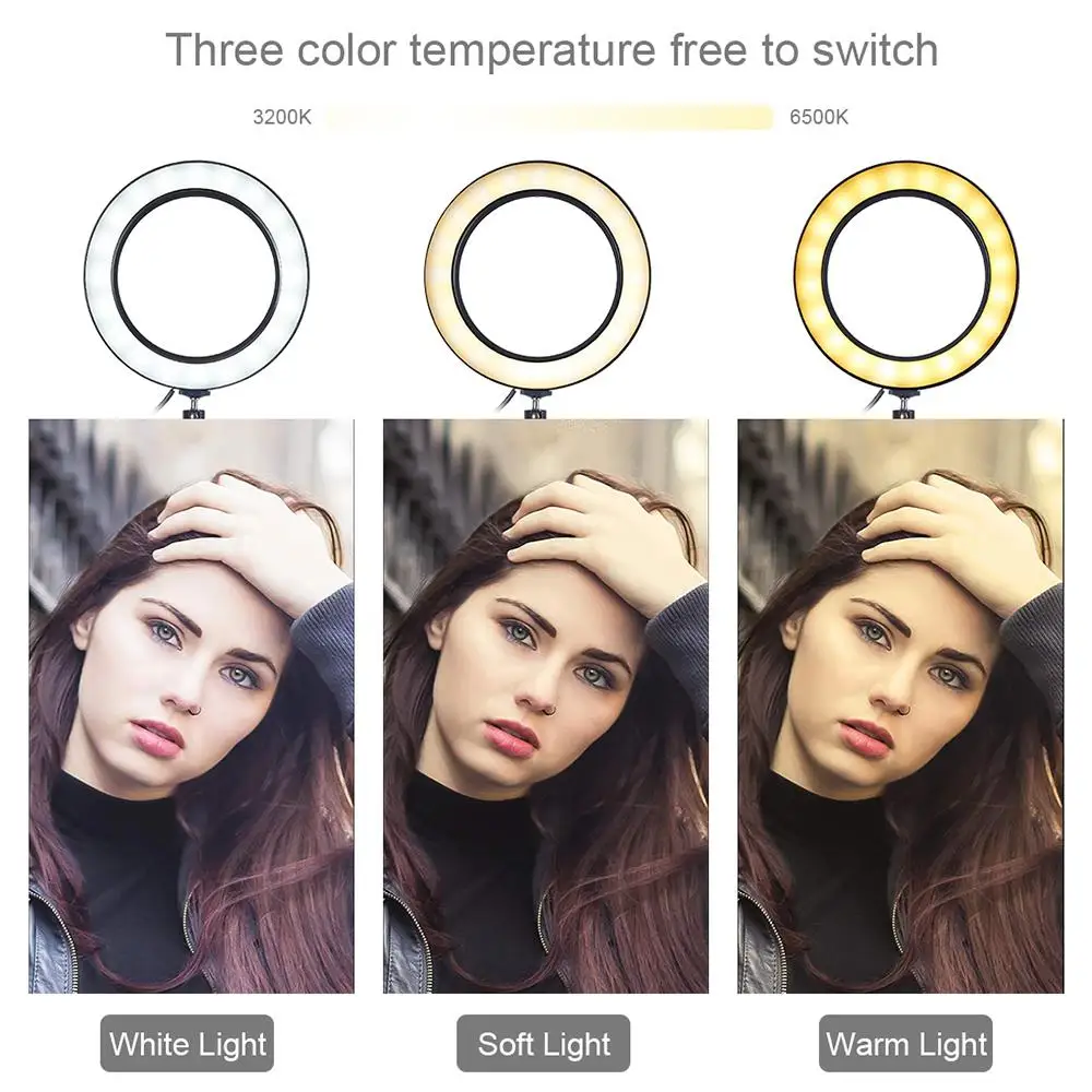 Photography 6.2/10.2 inch Dimmable LEDs Ring Selfie Light 3 Lighting Modes Brightness Adjustable Ring Light
Photography 6.2/10.2 inch Dimmable LEDs Ring Selfie Light 3 Lighting Modes Brightness Adjustable Ring Light