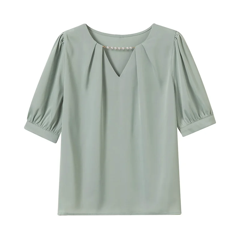 Real shot 2021 summer new Korean version of the wild round neck short-sleeved fashionable shirt blouse summer
Real shot 2021 summer new Korean version of the wild round neck short-sleeved fashionable shirt blouse summer