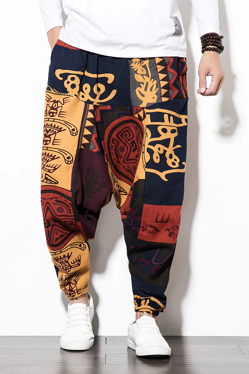 Loose Cotton Men's Harem Pants with Pockets Men's Hip-hop Harem Pants Wide-leg Pants Casual Retro Men's Aladdin Leggings
Loose Cotton Men's Harem Pants with Pockets Men's Hip-hop Harem Pants Wide-leg Pants Casual Retro Men's Aladdin Leggings