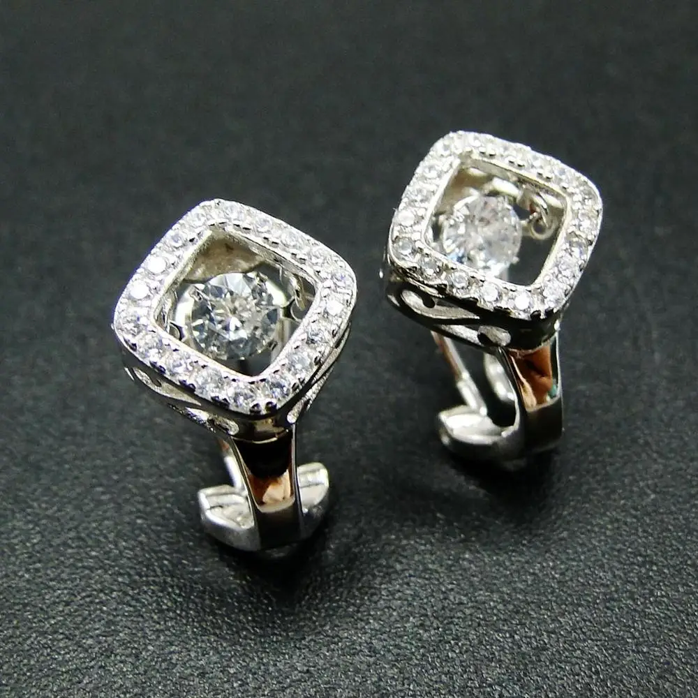 Женские серьги из 100% настоящего серебра 925 пробы с подвижным камнем бриллиантами