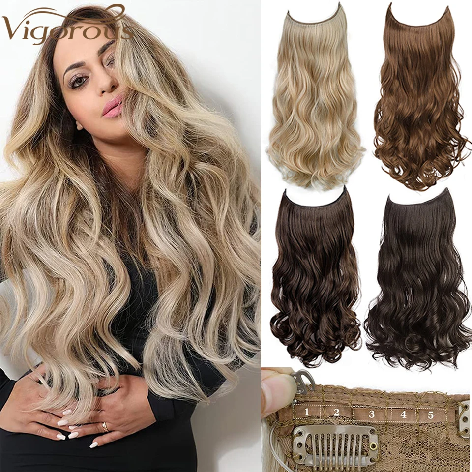 Vigorous Blonde Natural Synthetic Halo Hair Extensions No Clip In Artificial Fake Blonde Brown Black Wavy False Hair Piece
Vigorous Blonde Natural Synthetic Halo Hair Extensions No Clip In Artificial Fake Blonde Brown Black Wavy False Hair Piece