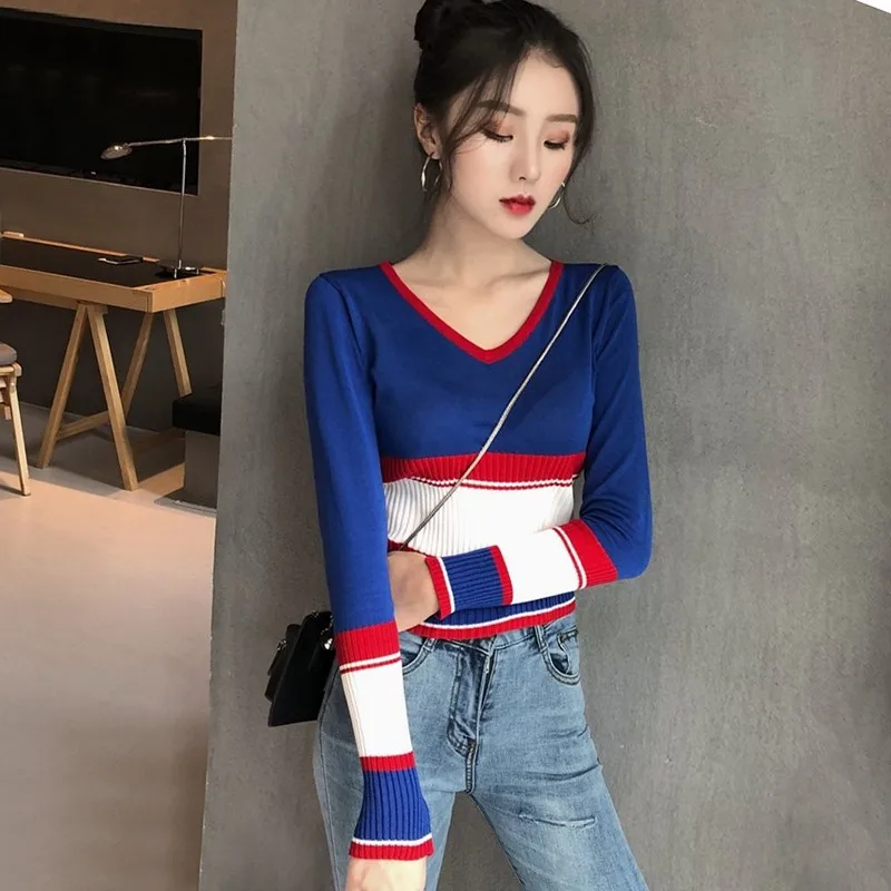 Fashion sweater women\\'s V-neck long-sleeved casual sweater trend shirt short paragraph navel slim sweater new 2019
Fashion sweater women\\'s V-neck long-sleeved casual sweater trend shirt short paragraph navel slim sweater new 2019