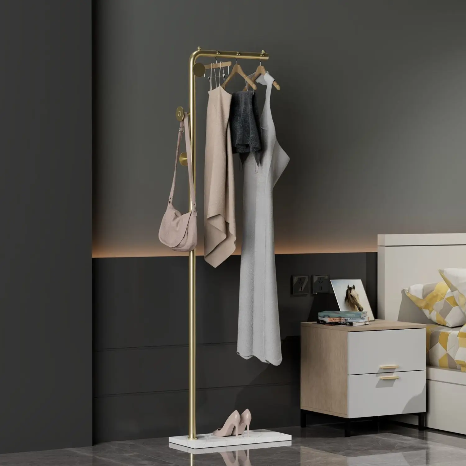 L-shaped Rock Plate Clothes Hanger Nordic Light Luxury Coat Rack Simple Hanger Household Modern Clothes Bedroom Floor 
L-shaped Rock Plate Clothes Hanger Nordic Light Luxury Coat Rack Simple Hanger Household Modern Clothes Bedroom Floor