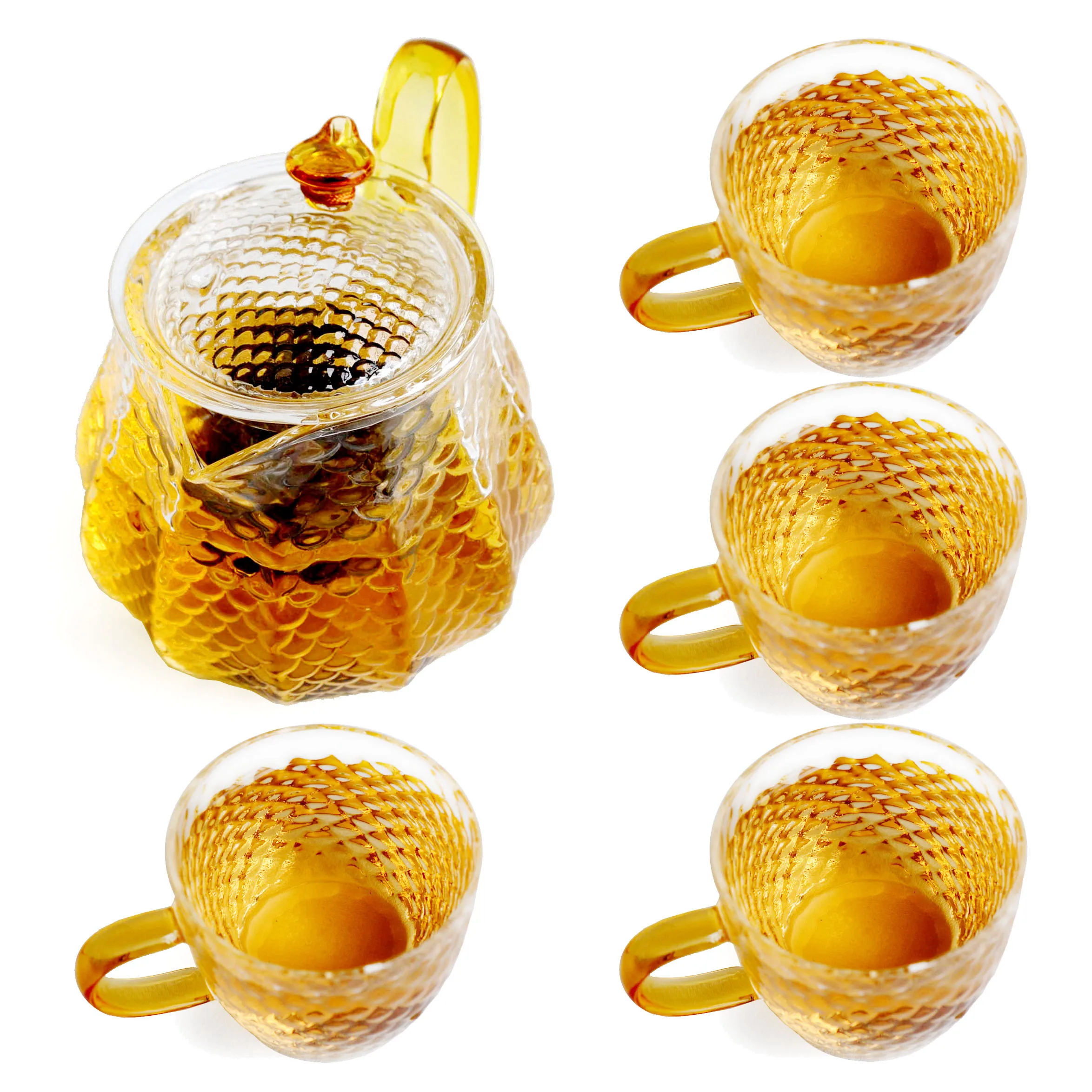 

Glass Teapot 600ml +4 teacups 150ml Set Heat Resistant Flower Tea Pot Infuser teaware handmade kettle Soak Loose Tea ware