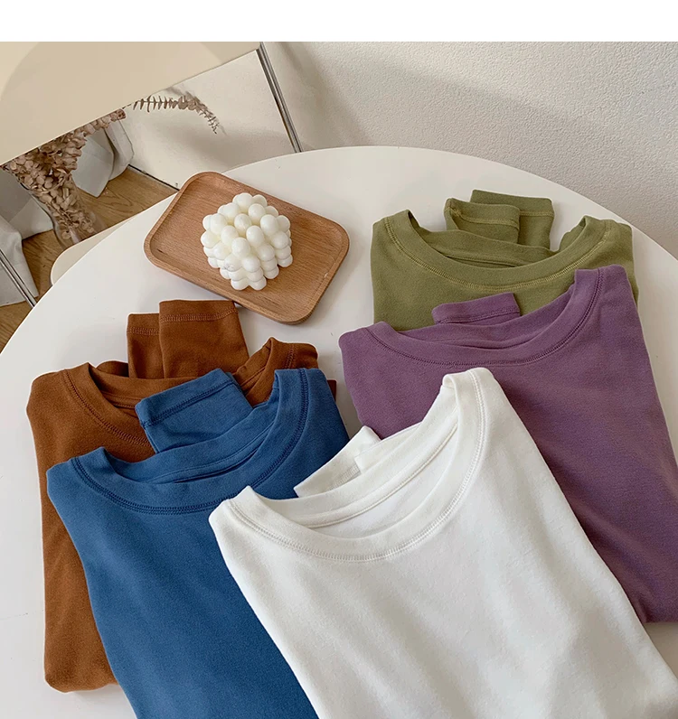 2021 New Spring Casual Women t shirt Solid Long Sleeve O-Neck Cotton tshirts Women Warm Loose Pullovers Femme Tops Streetwear
2021 New Spring Casual Women t shirt Solid Long Sleeve O-Neck Cotton tshirts Women Warm Loose Pullovers Femme Tops Streetwear