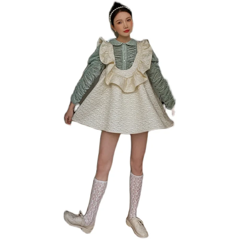 Spring Vintage Suit Chic Ruffles Drawstring Bow Dress Cute Peter Pan Collar Design Puff Sleeve Shirts New 2 Pcs Women Set
Spring Vintage Suit Chic Ruffles Drawstring Bow Dress Cute Peter Pan Collar Design Puff Sleeve Shirts New 2 Pcs Women Set