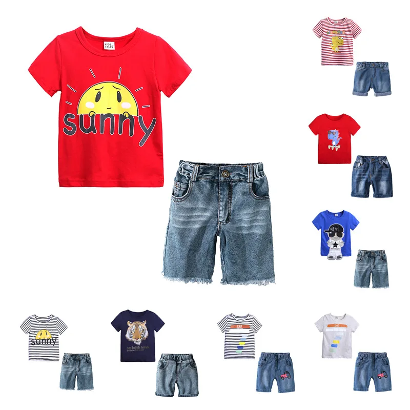 Children's Summer Kids Clothing Boys T-shirt Denim Shorts Suit Baby O-neck Short Sleeve Fashion Top Two-piece Pullover Cotton
Children's Summer Kids Clothing Boys T-shirt Denim Shorts Suit Baby O-neck Short Sleeve Fashion Top Two-piece Pullover Cotton