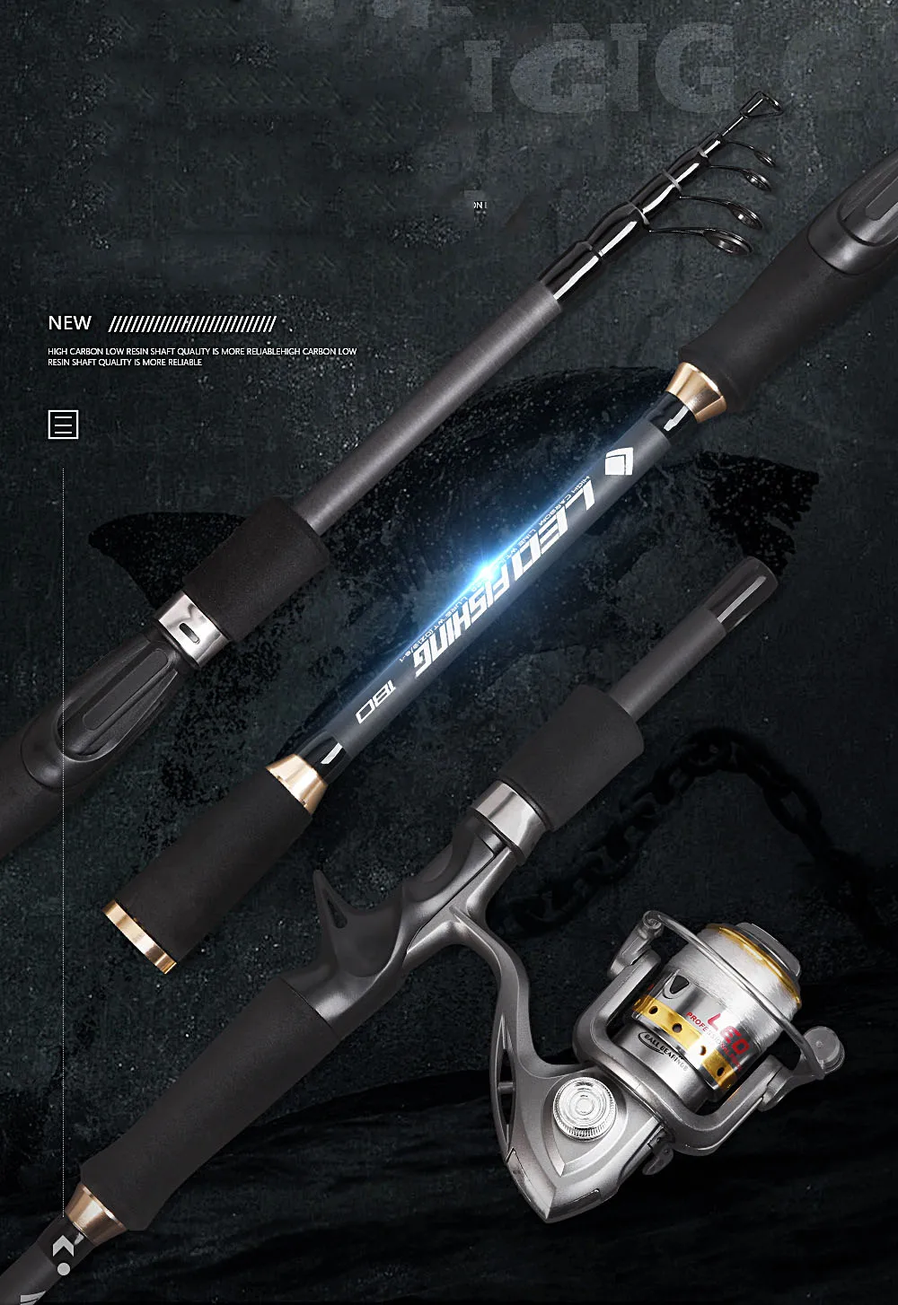 1.8M 2.1M 2.4M Portable Telescopic Fishing Rods Carbon Fiber Material Ultralight Weight Spinning Fishing Rod Tackle
1.8M 2.1M 2.4M Portable Telescopic Fishing Rods Carbon Fiber Material Ultralight Weight Spinning Fishing Rod Tackle