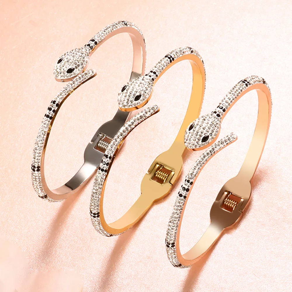 Stainless Steel Rose Gold Plated Bracelet Women Ring Charm Bracelets Crystal Snake Cuff Bracelet Bangle For Women
Stainless Steel Rose Gold Plated Bracelet Women Ring Charm Bracelets Crystal Snake Cuff Bracelet Bangle For Women