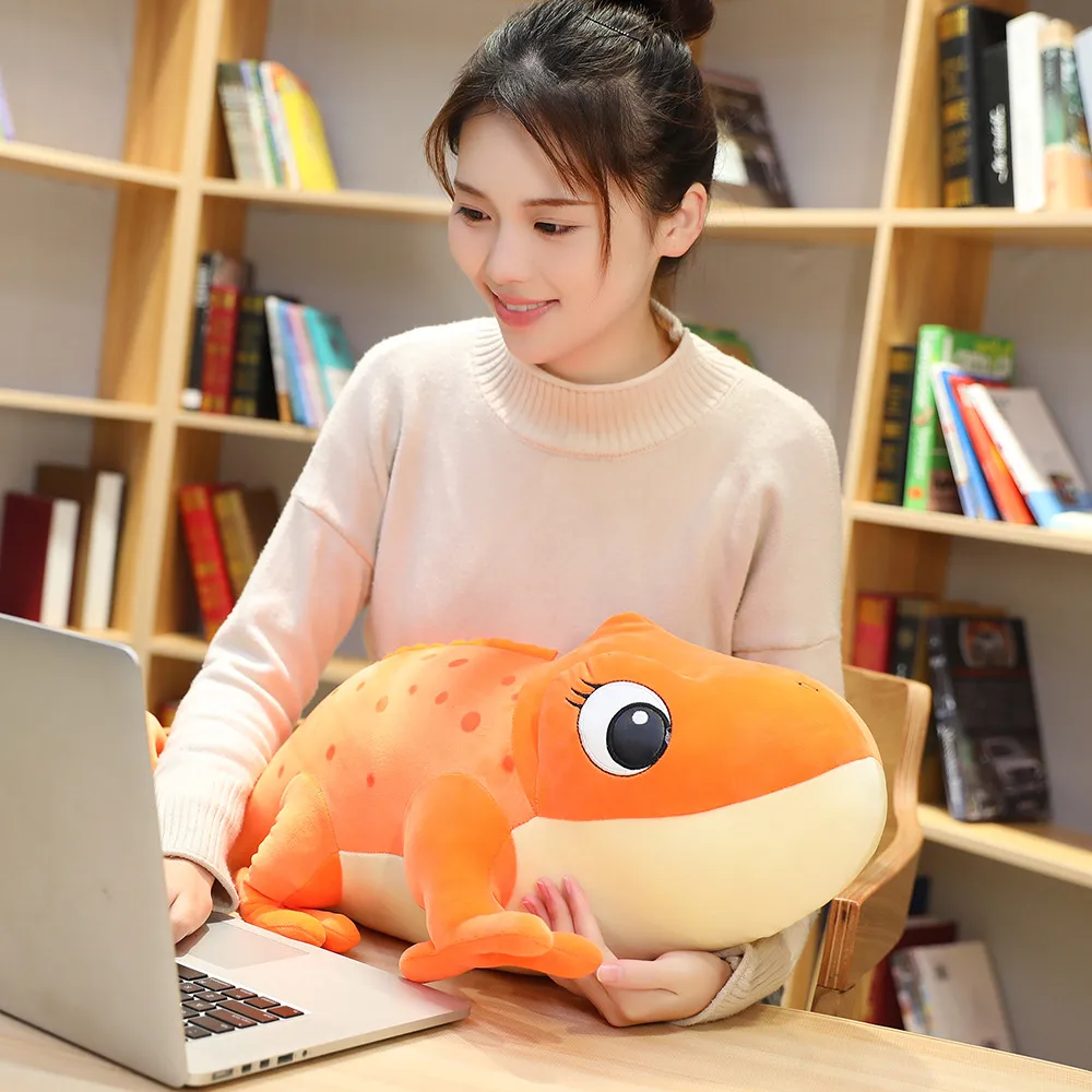 30-60cm Cute Simulation Chameleon Plush Toys Lovely Cartoon Lizard Animal Doll Soft Stuffed Pillows for Kids Girls Boys Gift