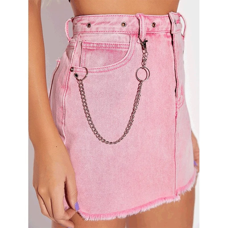 2021 New Fashion Summer Korean Fashion Women's Pink Tie-dye Personality Hanging Chain Sexy Denim A-line Skirt Daily Short Skirt
2021 New Fashion Summer Korean Fashion Women's Pink Tie-dye Personality Hanging Chain Sexy Denim A-line Skirt Daily Short Skirt
