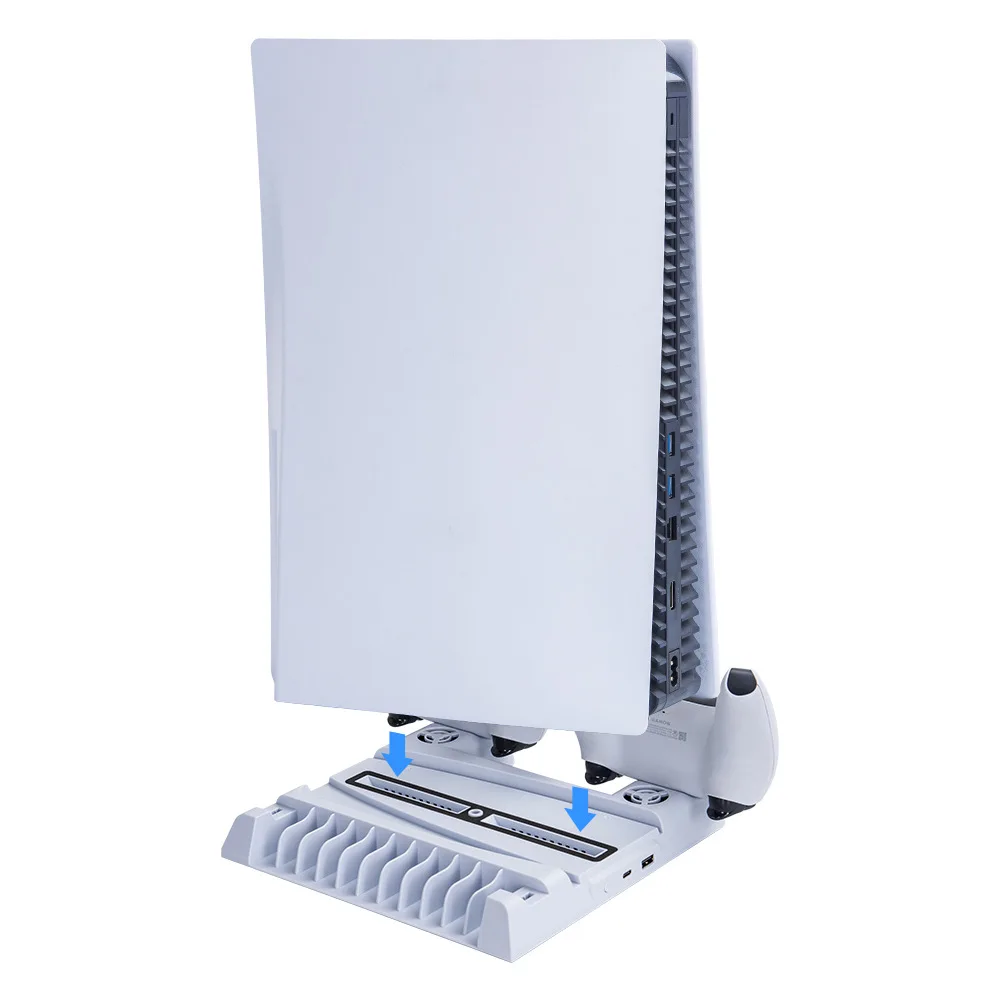 Vertical Stand with 2 Charging Dock controller Cooling fan for PS5 Console Charging Station Game Rack Stand
Vertical Stand with 2 Charging Dock controller Cooling fan for PS5 Console Charging Station Game Rack Stand