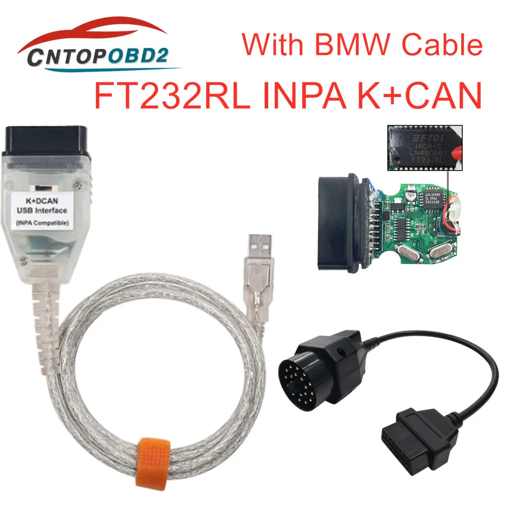 INPA K + DCAN USB интерфейс для BMW FT232RL чип с переключателем CAN OBD2 Диагностический кабель