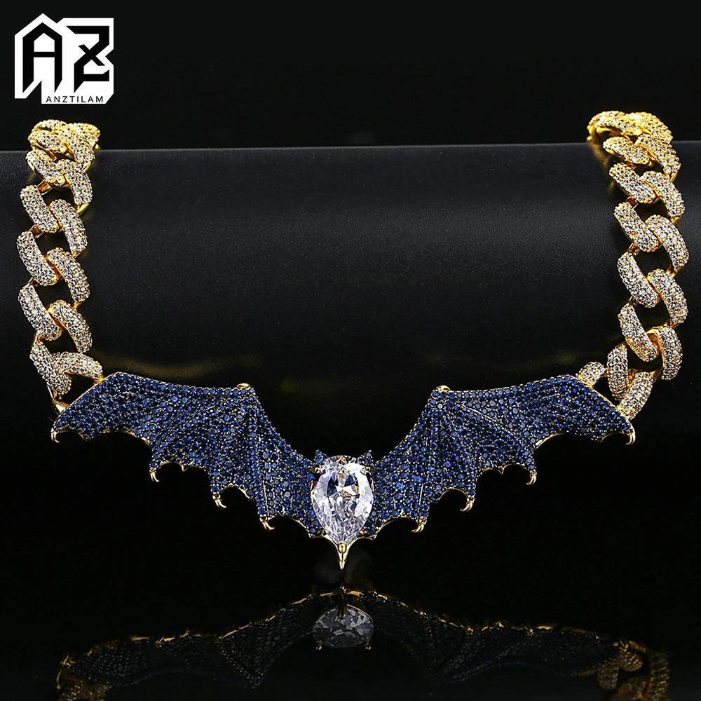 AZ New BAT Pendants Necklace Cuban Link Chain Necklaces for Men Women Hip Hop Bling Zircon Goth Choker Free Shipping
AZ New BAT Pendants Necklace Cuban Link Chain Necklaces for Men Women Hip Hop Bling Zircon Goth Choker Free Shipping