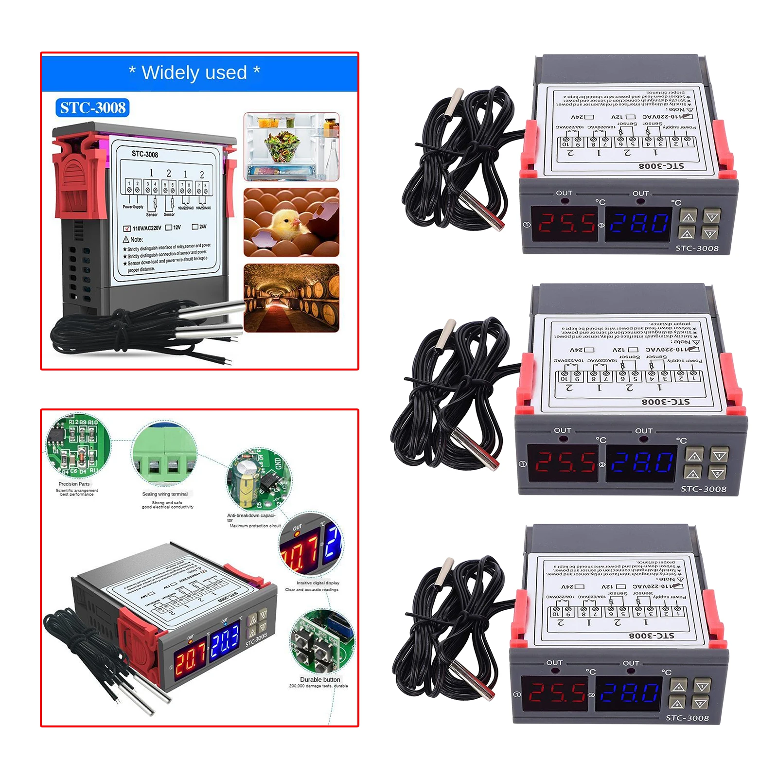 STC-3008 двойной цифровой регулятор температуры, гигрометр нагрева охлаждения, термостат инкубатор
STC-3008 двойной цифровой регулятор температуры, гигрометр нагрева охлаждения, термостат инкубатор