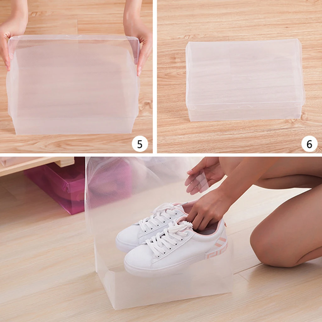 Прозрачные пластиковые коробки для хранения обуви 12 шт. коробка макияжа