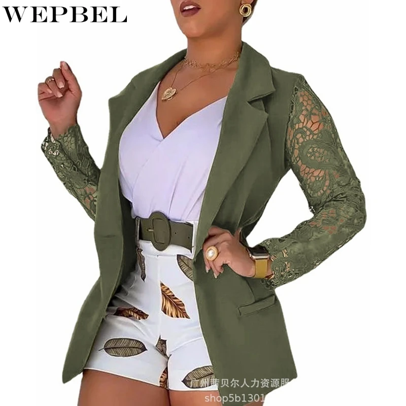 WEPBEL Coat Blazers Autumn Slim Lace See-through Blazers Women's Long Sleeve Solid Color Single Button Turn-down Collar Coat
WEPBEL Coat Blazers Autumn Slim Lace See-through Blazers Women's Long Sleeve Solid Color Single Button Turn-down Collar Coat