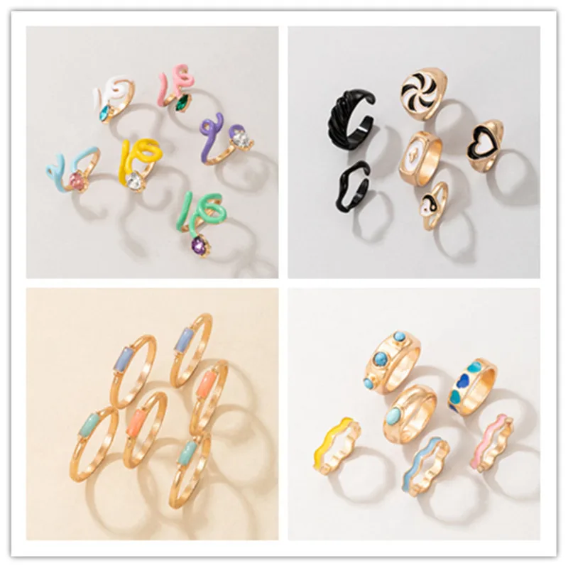 2021 Trend Vintage Goldedn Heart Rings Set for Women Fashion Red Green Color Resin Flower Love Ring Wholesale Jewelry Gift 
2021 Trend Vintage Goldedn Heart Rings Set for Women Fashion Red Green Color Resin Flower Love Ring Wholesale Jewelry Gift