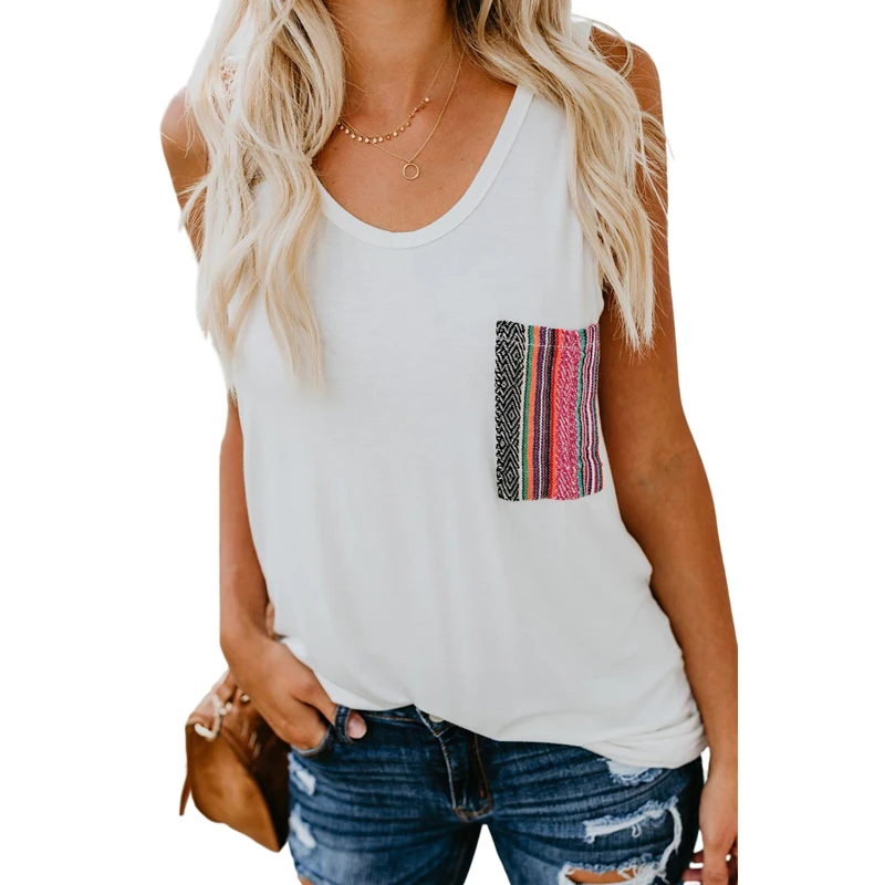 Женская хлопковая майка без рукавов, с круглым вырезом и карманами
Женская хлопковая майка без рукавов, с круглым вырезом и карманами