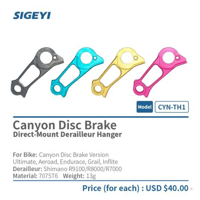 Sigeyi CYN-TH1 CYN-QR1 Road Bike Frame Integrate Rear Derailleur Direct-Mount Hanger For Canyon Disc Brake Version Rim Brake
Sigeyi CYN-TH1 CYN-QR1 Road Bike Frame Integrate Rear Derailleur Direct-Mount Hanger For Canyon Disc Brake Version Rim Brake