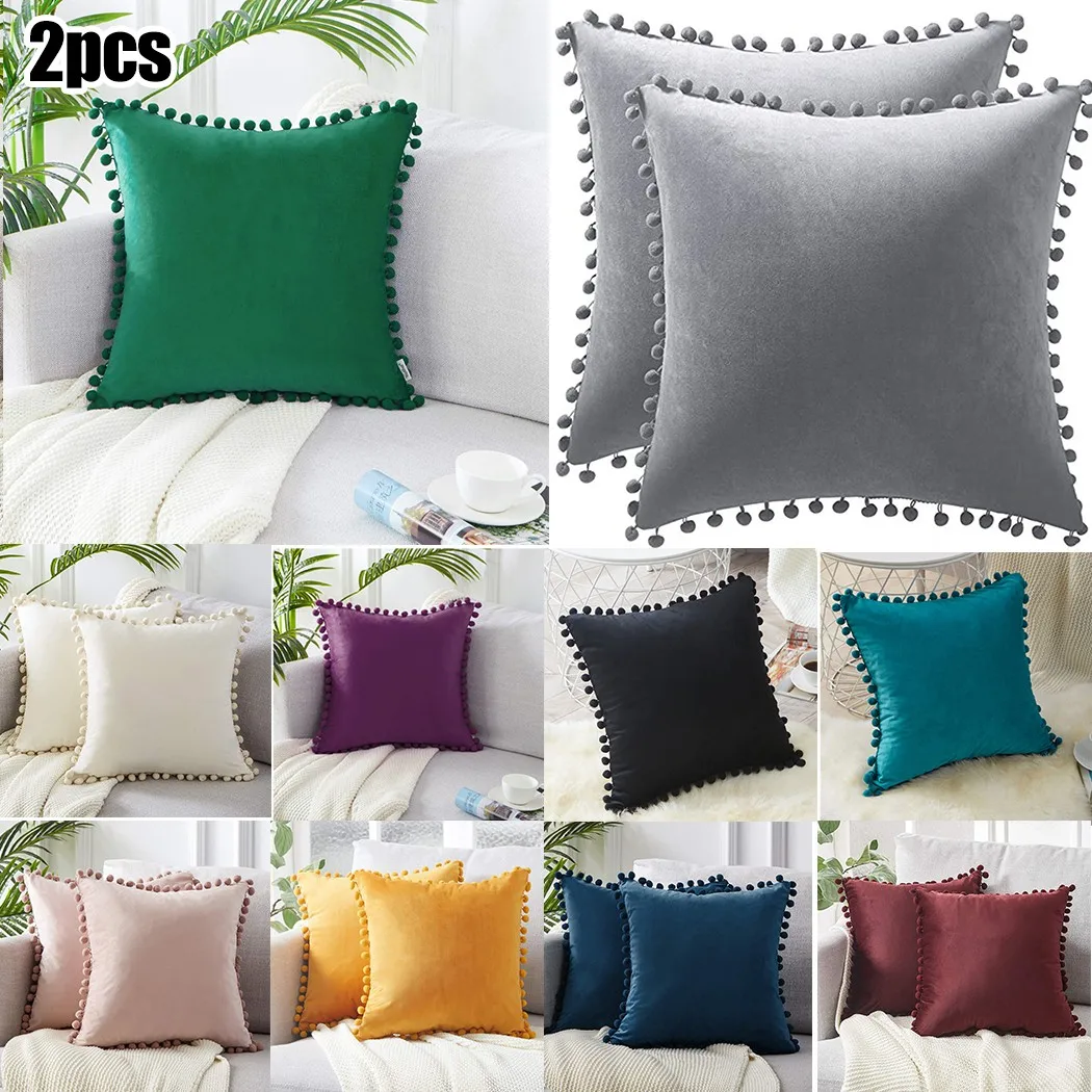 2 Pcs Velvet Throw Pillow Covers.Pack Of 2 Velvet Throw Pillow Cover With Pompms Sofa Decorative Cushion Covers
2 Pcs Velvet Throw Pillow Covers.Pack Of 2 Velvet Throw Pillow Cover With Pompms Sofa Decorative Cushion Covers