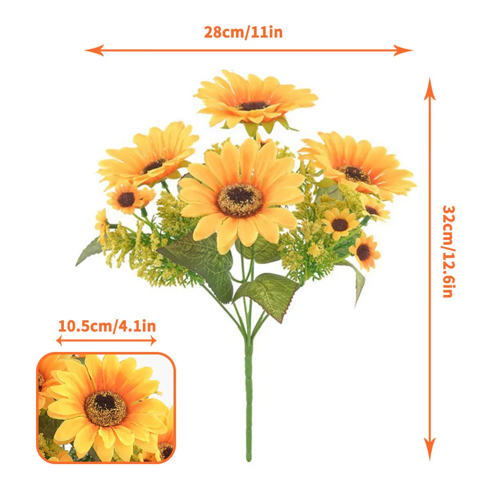 Artificial Sunflower Bouquet Simulation Silk Flowers 13Heads Fake Hanging Greenery Plants Home Decor Anniversary Wedding 6PCS
Artificial Sunflower Bouquet Simulation Silk Flowers 13Heads Fake Hanging Greenery Plants Home Decor Anniversary Wedding 6PCS