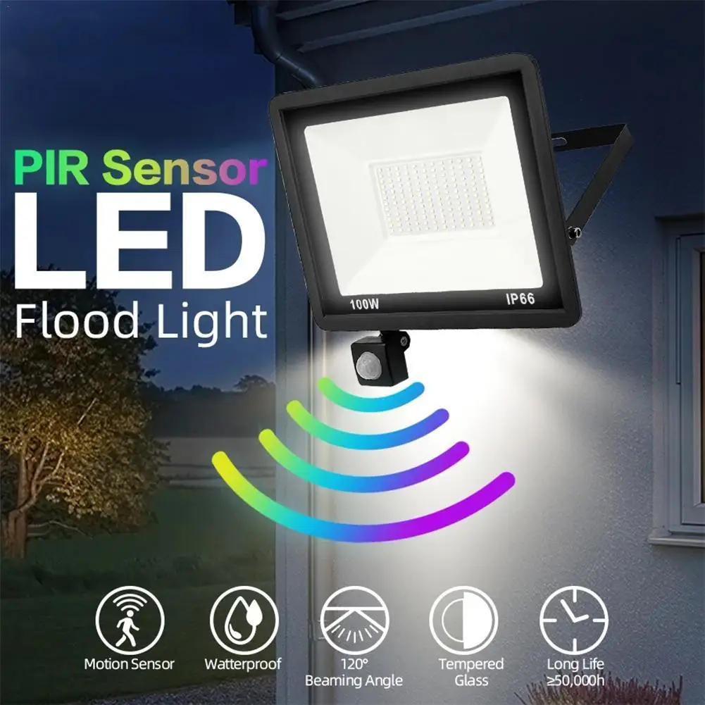 

Flood Light LED Motion Sensor PIR Floodlight 50W 10W 20W 30W 100W 150W Wall Lamp Spotlight Outdoor Waterproof Floodlights Garden