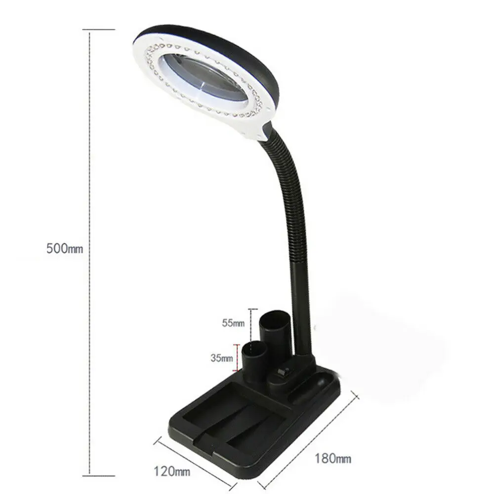 Flexible 40 LED Desk Magnifier Lamp 5X 10X Magnifying Glass Desktop Loupe Repairing Tools Reading/Rework/Soldering Table Light
Flexible 40 LED Desk Magnifier Lamp 5X 10X Magnifying Glass Desktop Loupe Repairing Tools Reading/Rework/Soldering Table Light