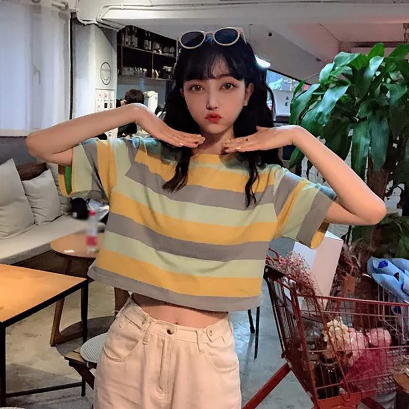 New Spring Fashion Casual O Neck Striped Short Sleeve Loose Pullover Crop Top T-Shirt
New Spring Fashion Casual O Neck Striped Short Sleeve Loose Pullover Crop Top T-Shirt