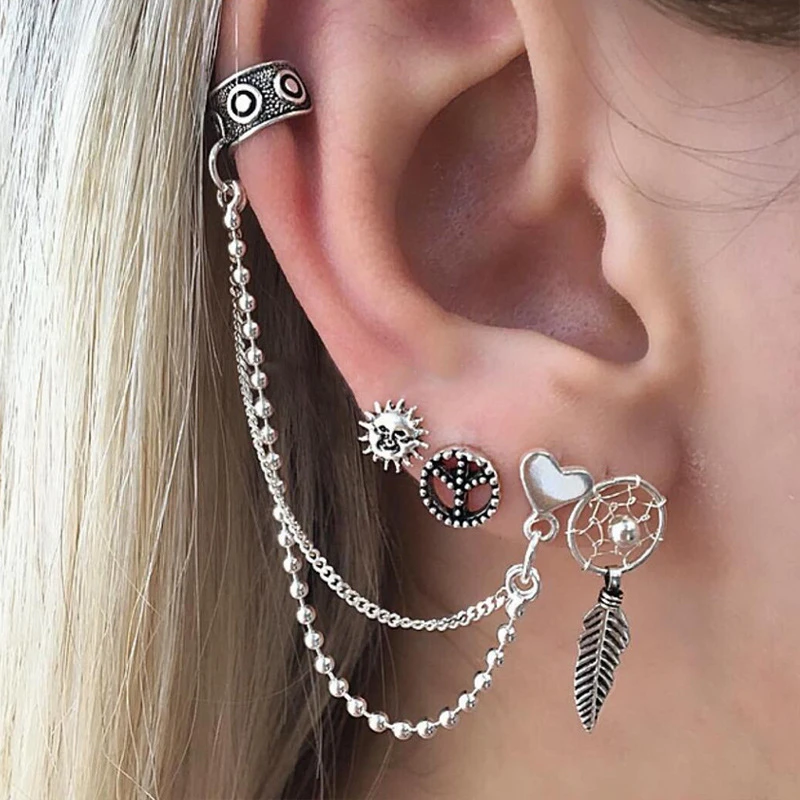 Luokey Vintage Silver Color Stud Earrings Set For Women Sun Heart Leaf Ethnic Tribal Earrings Set Retro Bohemian Jewelry Brincos
Luokey Vintage Silver Color Stud Earrings Set For Women Sun Heart Leaf Ethnic Tribal Earrings Set Retro Bohemian Jewelry Brincos