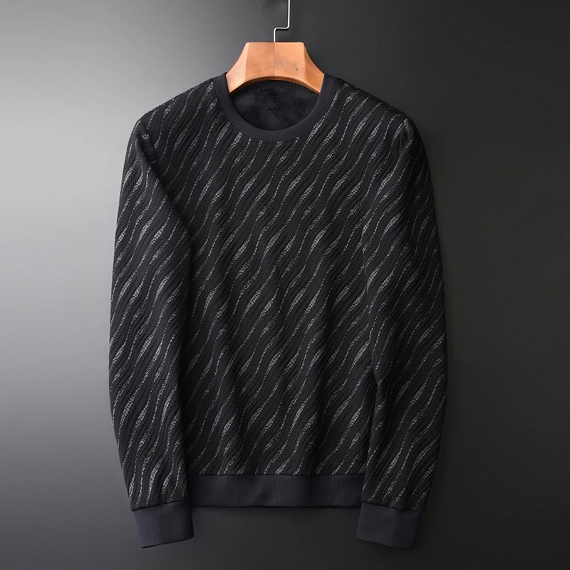 Add Velvet Men Luxury Round Collar Yarn Dye Stripe Sweatshirt Male Autumn And Winter Slim Fit Mens Hoodies 4XL
Add Velvet Men Luxury Round Collar Yarn Dye Stripe Sweatshirt Male Autumn And Winter Slim Fit Mens Hoodies 4XL