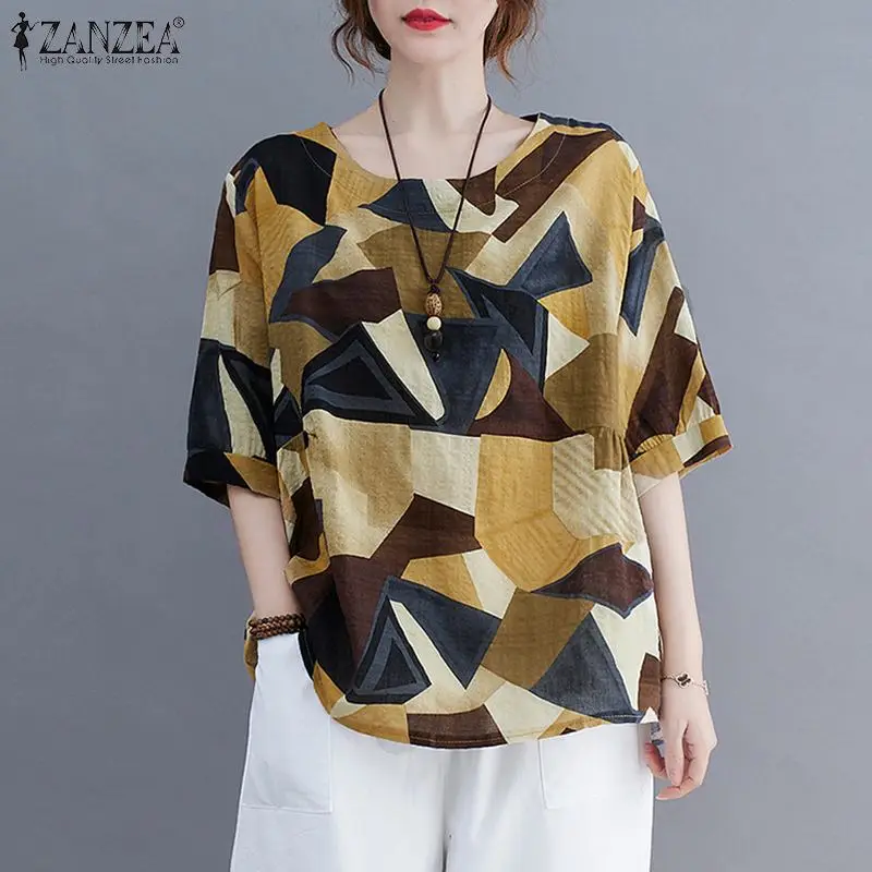 ZANZEA Women Summer Blouse Vintage Half Sleeve Geometric Printed Tops Retro Baggy Shirts Tops Loose Holiday Bat Blouse Oversized
ZANZEA Women Summer Blouse Vintage Half Sleeve Geometric Printed Tops Retro Baggy Shirts Tops Loose Holiday Bat Blouse Oversized