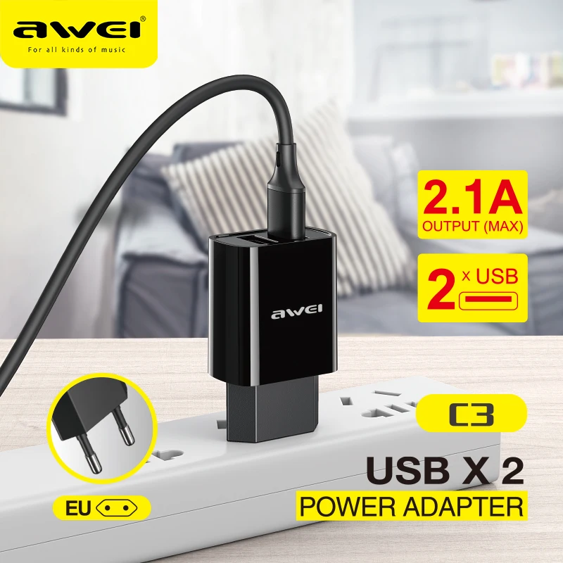 Awei C3 двойное USB зарядное устройство для телефона 2.1A Быстрая зарядка для Мобильный телефон штепсельная вилка европейского стандарта адаптер...
Awei C3 двойное USB зарядное устройство для телефона 2.1A Быстрая зарядка для Мобильный телефон штепсельная вилка европейского стандарта адаптер...