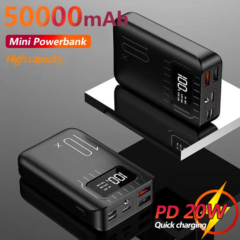 Mini Power Bank 50000mAh Large Capacity Pocket External Charger with Digital Display 2USB Poverbank for IPhone Samsung Xiaomi
Mini Power Bank 50000mAh Large Capacity Pocket External Charger with Digital Display 2USB Poverbank for IPhone Samsung Xiaomi