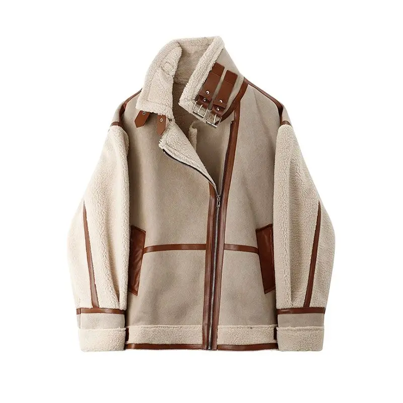 Women Winter Coat Faux Sheepskin Leather Patchwork Jackets Lady Vintage Ins Street Thick Warm Suede Lambs Short Motorcycle Coats
Women Winter Coat Faux Sheepskin Leather Patchwork Jackets Lady Vintage Ins Street Thick Warm Suede Lambs Short Motorcycle Coats