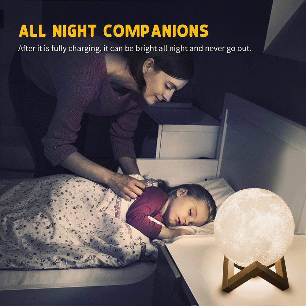 LED 3D Moon Lamp Night Light 16 Colors Star Moon Light with Wood Stand Remote Touch Control USB Rechargeable Gift for Baby
LED 3D Moon Lamp Night Light 16 Colors Star Moon Light with Wood Stand Remote Touch Control USB Rechargeable Gift for Baby