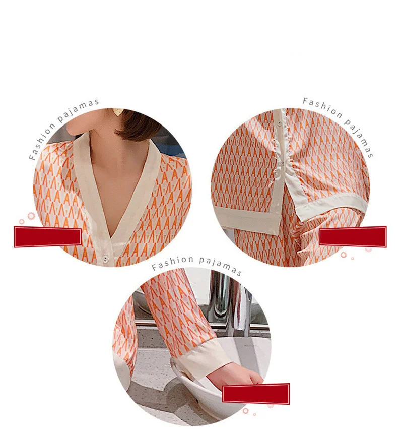 Pajamas Set Women Stain Spring Summer Sleepwear Retro Luxury Ice Silk 2 Pieces Letter Printing Long-sleeved Homewear
Pajamas Set Women Stain Spring Summer Sleepwear Retro Luxury Ice Silk 2 Pieces Letter Printing Long-sleeved Homewear
