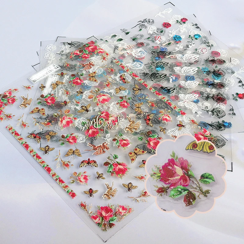 2021 New Nail Art Butterfly 5D Embossed Nail Decals Stickers For Manicure Black White Rose Flower Bee Spring Summer Nail Design
2021 New Nail Art Butterfly 5D Embossed Nail Decals Stickers For Manicure Black White Rose Flower Bee Spring Summer Nail Design