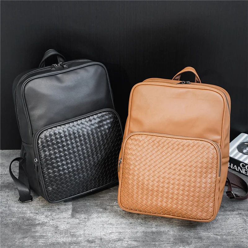 Woven PU Leather Backpack Men Large Capacity Travel Bag Backpacks for Men Bookbag Laptop Back Pack Male Camera Bags Mochila
Woven PU Leather Backpack Men Large Capacity Travel Bag Backpacks for Men Bookbag Laptop Back Pack Male Camera Bags Mochila