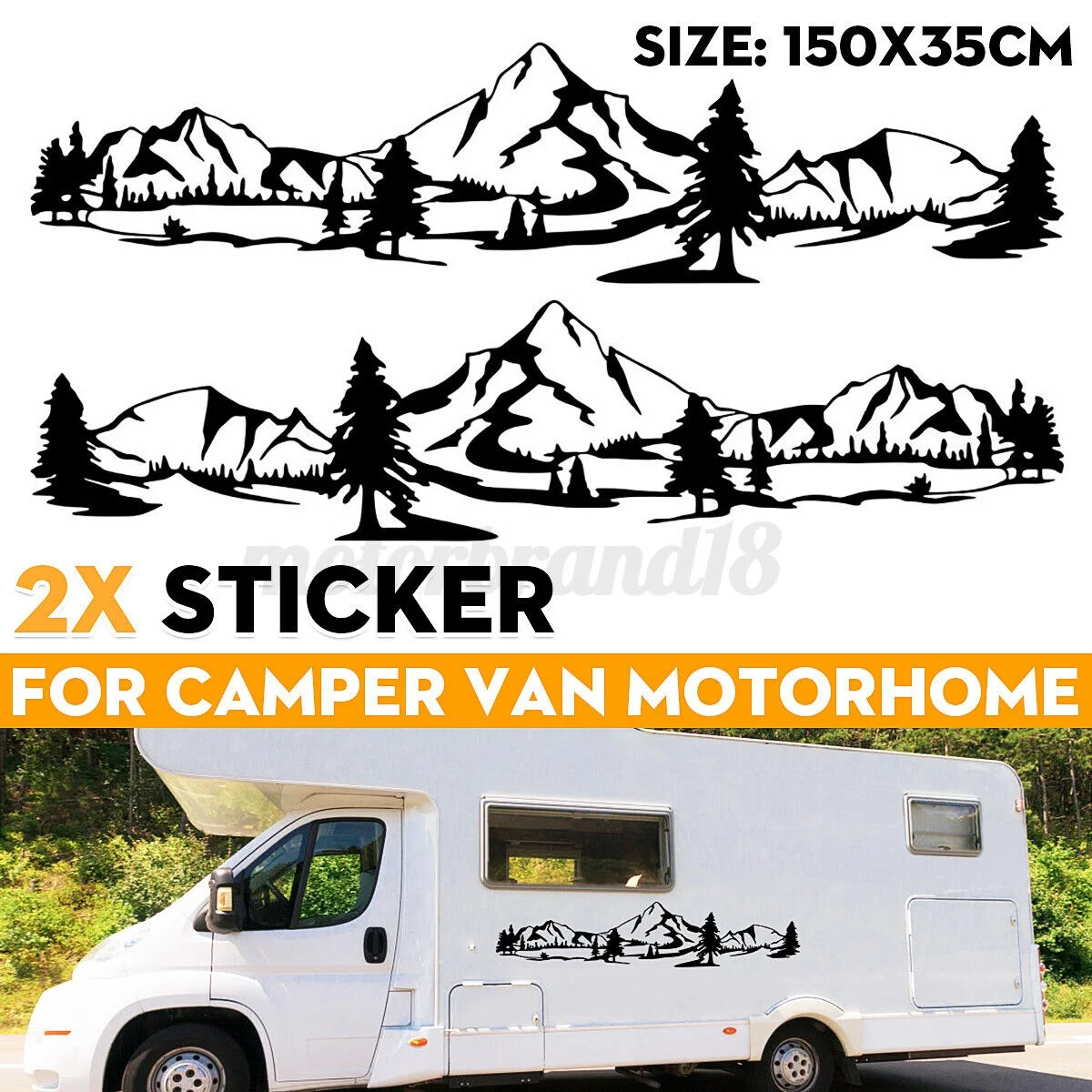 For x2 Side Body Stickers Decal Mountain Forest For Camper Van RV Off Road Black
For x2 Side Body Stickers Decal Mountain Forest For Camper Van RV Off Road Black