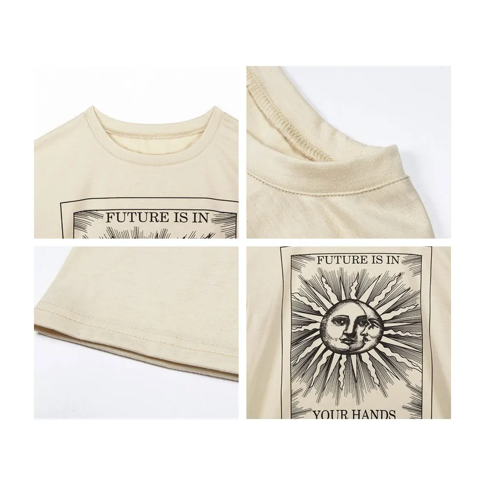 Gentillove Women Summer Sun Moom Print Half Sleeve Elastic Stretched Loose T Shirt Korean Harajuku O Neck Tee Tops
Gentillove Women Summer Sun Moom Print Half Sleeve Elastic Stretched Loose T Shirt Korean Harajuku O Neck Tee Tops