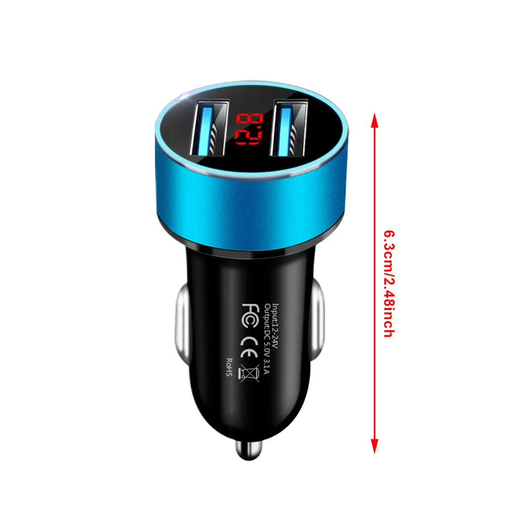 Car Charger LCD Display 12-24V 2 Port Cigarette Lighter Socket Dual USB Adapter Fast Charge 3.1A for Smart Phone Car Accessories
Car Charger LCD Display 12-24V 2 Port Cigarette Lighter Socket Dual USB Adapter Fast Charge 3.1A for Smart Phone Car Accessories