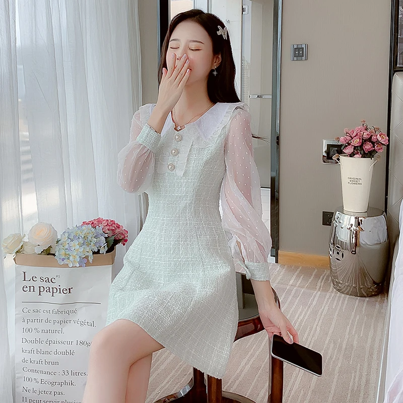 JXMYY 2021 New Autumn And Winter Tweed Woolen Dresses Women Fashion Hit Color Long Sleeve Elegant Sweet Vestidos 
JXMYY 2021 New Autumn And Winter Tweed Woolen Dresses Women Fashion Hit Color Long Sleeve Elegant Sweet Vestidos