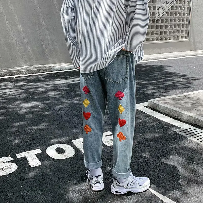 New spring and autumn blue embroidered personality trend jeans street loose straight embroidered wide-leg trousers
New spring and autumn blue embroidered personality trend jeans street loose straight embroidered wide-leg trousers