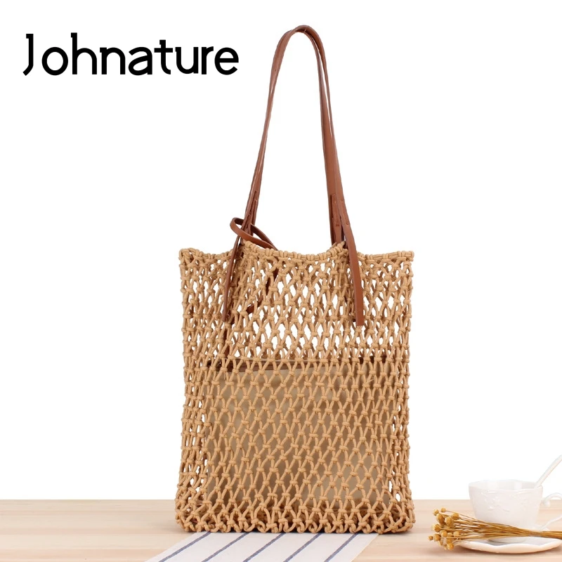 Johnature Holiday Beach Woven Bag Summer 2022 New Casual Hollow Out Women Shoulder Bags Large Capacity Portable Bucket Bag
Johnature Holiday Beach Woven Bag Summer 2022 New Casual Hollow Out Women Shoulder Bags Large Capacity Portable Bucket Bag