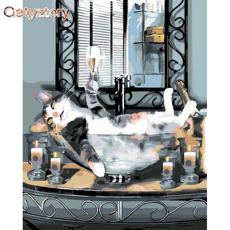 GATYZTORY Frame Bathroom Kitten Animals DIY Painting By Numbers Modern Wall Art Canvas Painting Hand Painted Gift Home Decors
GATYZTORY Frame Bathroom Kitten Animals DIY Painting By Numbers Modern Wall Art Canvas Painting Hand Painted Gift Home Decors